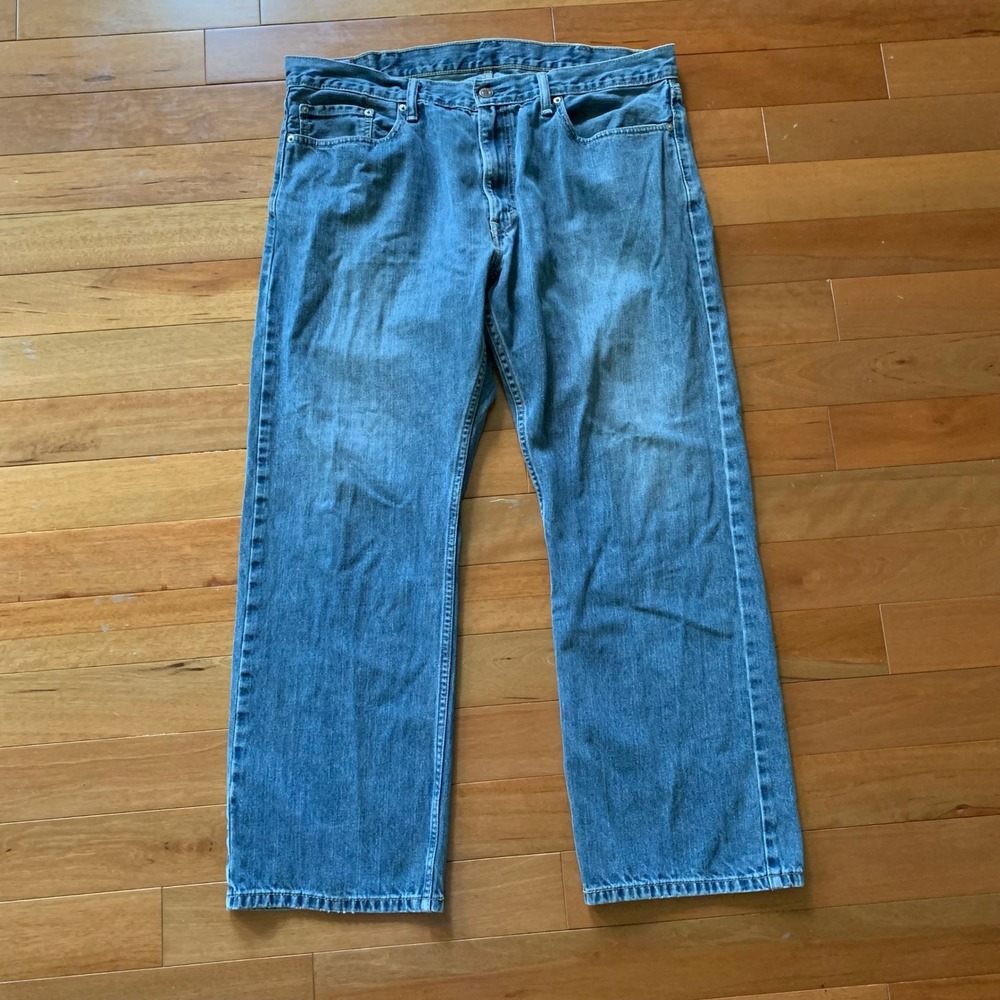 Levi's‎ 514 48x30 Blue Jeans Distressed Hole Back Pocket Denim
